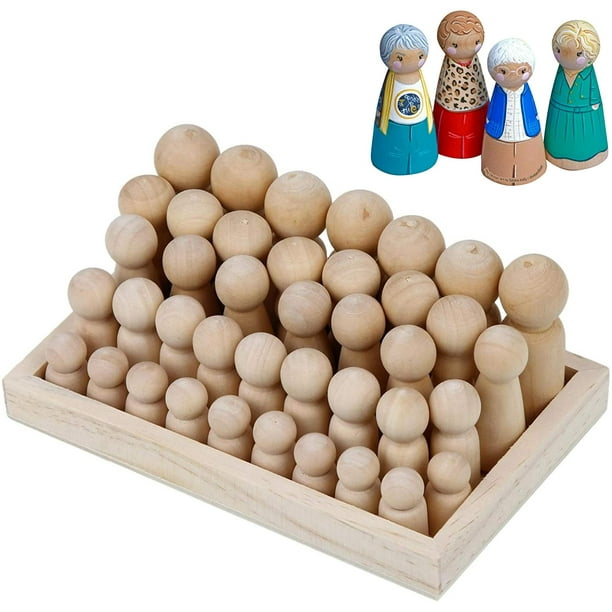 Wooden People-Wooden Peg People-Miniature Wooden Family